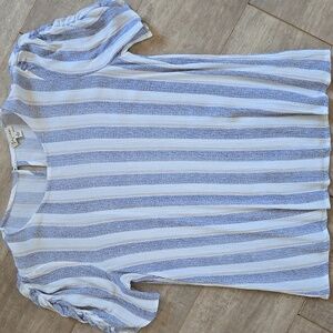 Lily White Blue and White Striped Top